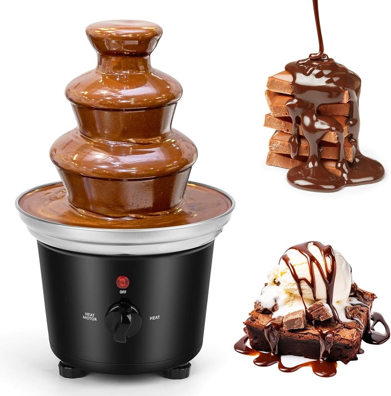 VAlinks Chocolate Fountain Machine - 3 Tiers Electric Melting Machine Fountain, Mini Stainless Steel Chocolate Fondue Fountain for Parties, Melts Cheese, BBQ Sauce, Liqueurs - Image 1